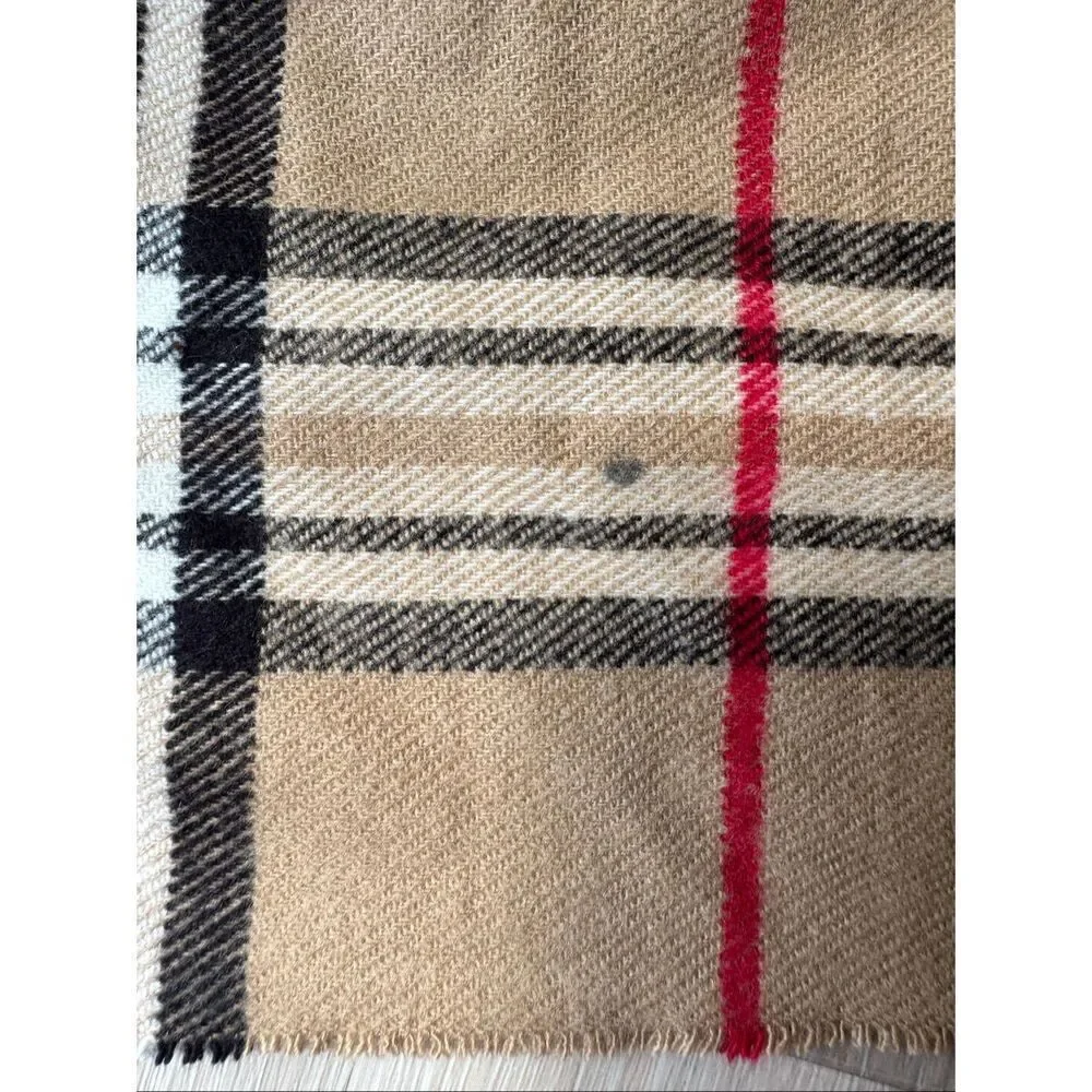 Cashmere Plaid Beige Black SoftLightweight  Fringed Made in Scotland Scarf